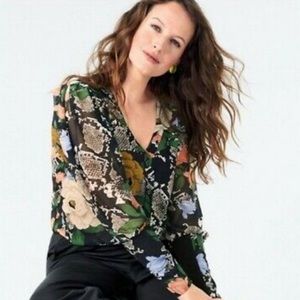 Cabi blouse size medium floral and snake skin print
